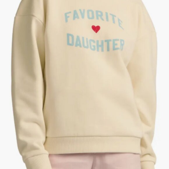 Favorite Daughter NWT Pullover Sweatshirt in Gardenia White/ Baby Blue - Size M - Picture 3 of 3